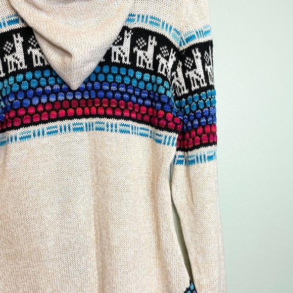 Alpaca Sweater Jacket Llama Soft Hooded cream Zip up Size M - Picture 3 of 10